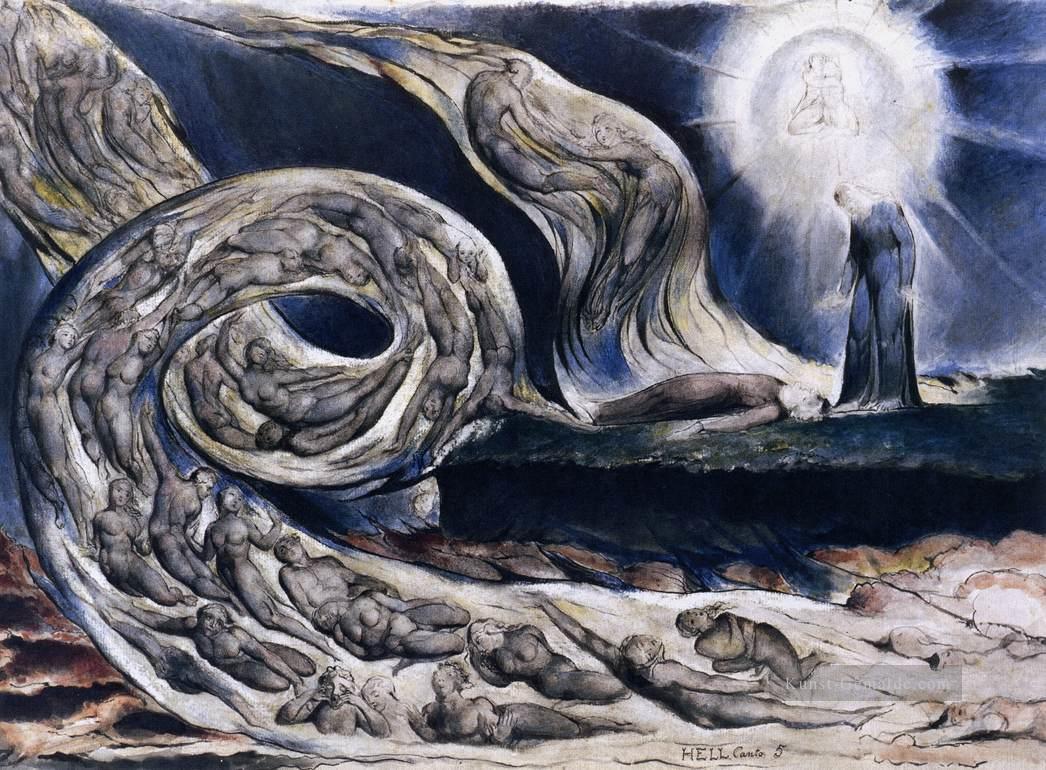 The Lovers Whirlwind Francesca Da Rimini und Paolo Malatesta Romantik romantische Age William Blake Ölgemälde